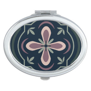 earthy colored floral geometric tiles compact mirror