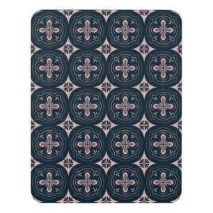earthy colored floral geometric tiles door sign