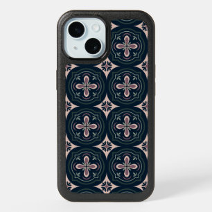 earthy colored floral geometric tiles iPhone 15 case