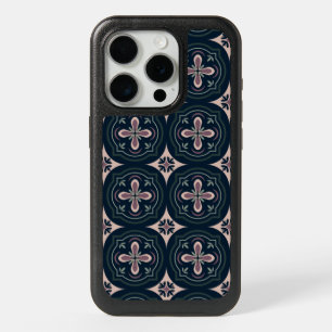 earthy colored floral geometric tiles iPhone 15 pro case