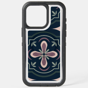 earthy colored floral geometric tiles iPhone 15 pro max case