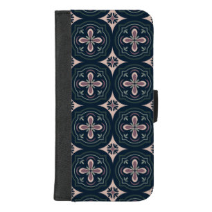 earthy colored floral geometric tiles iPhone 8/7 plus wallet case