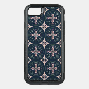 earthy colored floral geometric tiles OtterBox commuter iPhone SE/8/7 case