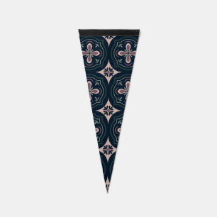 earthy colored floral geometric tiles pennant flag