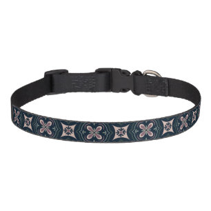 earthy colored floral geometric tiles pet collar