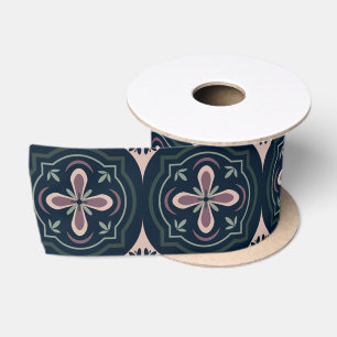 earthy colored floral geometric tiles satin ribbon