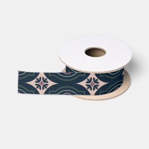 earthy colored floral geometric tiles satin ribbon