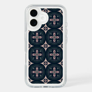 earthy colored floral geometric tiles iPhone 16 case