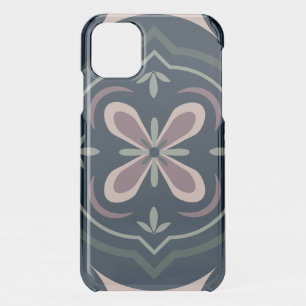 earthy colored floral geometric tiles iPhone 11 case