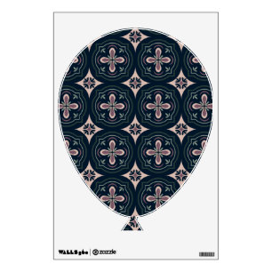 earthy colored floral geometric tiles wall decal