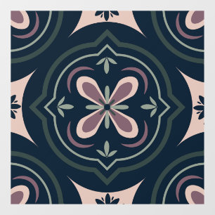 earthy colored floral geometric tiles window cling