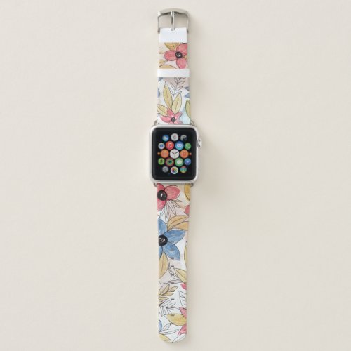 Earthy Colored Watercolor Floral Leaves Art Apple Watch Band
