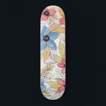 Earthy Colored Watercolor Floral Leaves Art Skateboard<br><div class="desc">This elegant and modern watercolor pattern is perfect for the trendy and stylish woman. It features hand-painted earthy colored watercolor flowers, leaves, and geometric pattern in golden yellow, tan, blue, red, and black on top of a white background. It's pretty, artsy, unique, and original. Enjoy this hand-painted piece done by...</div>