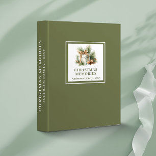 Earthy Colors Christmas Memory Album Custom Name 3 Ring Binder