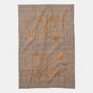 Earthy Colors Copper Leaf Canvas Kitchen Towel