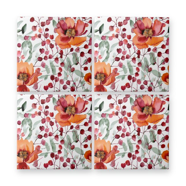 Earthy Colors, Fall Flowers   Ceramic Tile (Creator Uploaded)