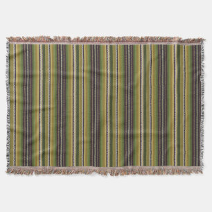 Earthy Colors Latvian Skirt Stripes Traditional Throw Blanket
