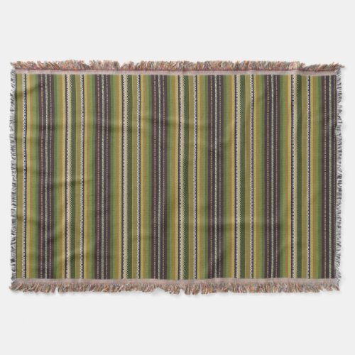 Earthy Colors Latvian Skirt Stripes Traditional Throw Blanket