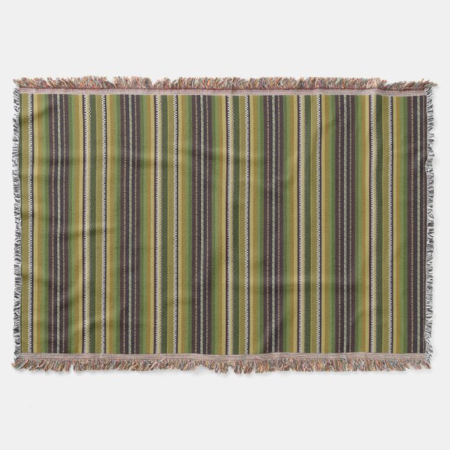 Earthy Colors Latvian Skirt Stripes Traditional Throw Blanket (Front)