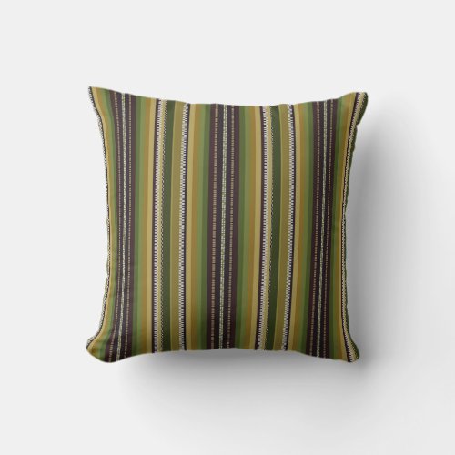 Earthy Colors Latvian Skirt Stripes Traditional Throw Pillow
