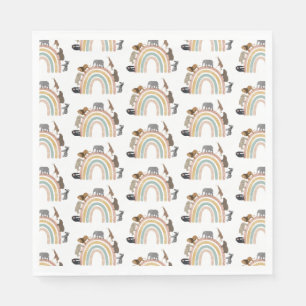 Earthy Colors Rainbow Jungle Animals Pattern Napkins