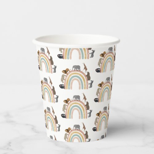 Earthy Colors Rainbow Jungle Animals Pattern  Paper Cups