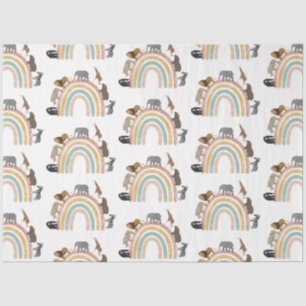 Earthy Colors Rainbow Jungle Animals Pattern Tissue Paper