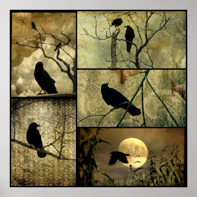 Earthy Crows Collage Poster (Front)
