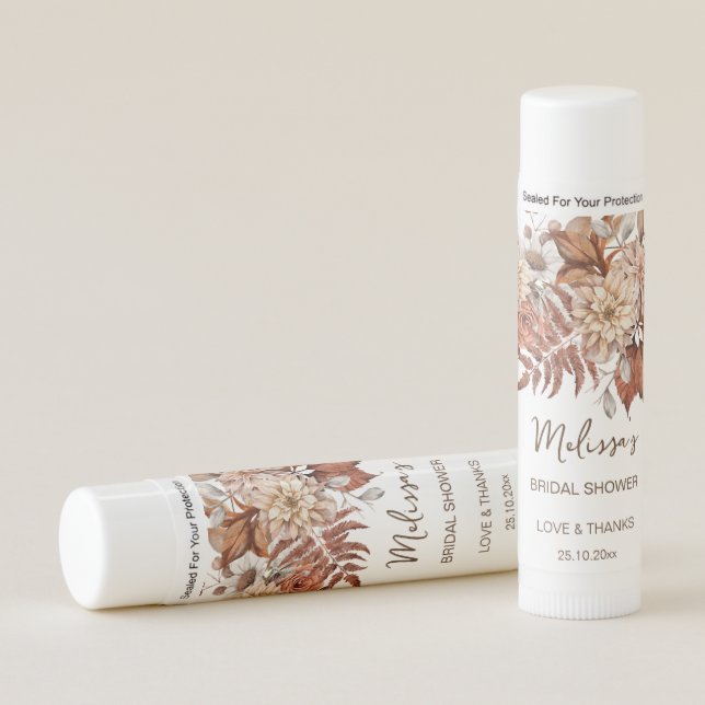 Earthy desert boho bridal shower favors lip balm (Front)