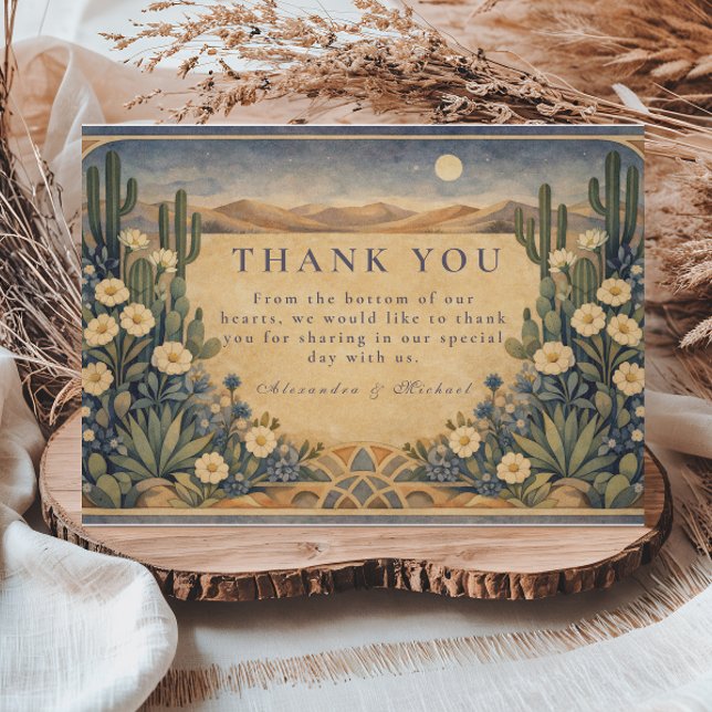 Earthy Desert Floral Wedding Thank You Card (Creator Uploaded)