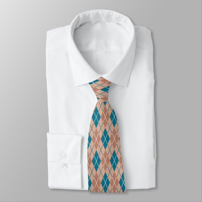 Earthy Diamond Grid – A Modern Geometric Classic Neck Tie (Tied)