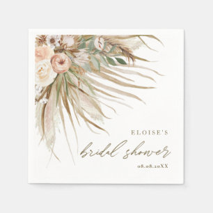 Earthy Dried Pampas Grass Floral Wedding Bridal Napkins