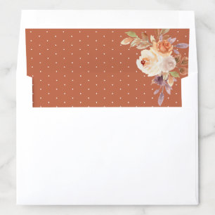 Earthy Dusty Peach Terracotta Floral Wedding Envelope Liner