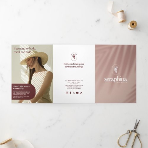 Earthy Elegance Logo Beauty Spa Pink Brochure