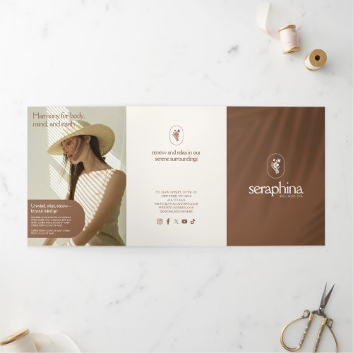 Earthy Elegance Logo Beauty Spa Rust Brochure