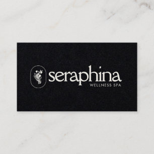 Earthy Elegance Logo Beauty, Wellness, Spa Black Business Card