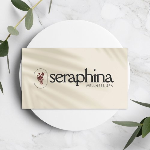 Earthy Elegance Logo Beauty Wellness Spa Ivory Business Card