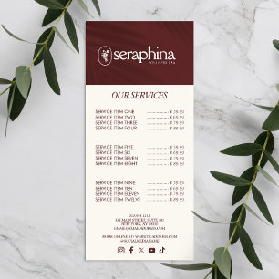 Earthy Elegance Logo Beauty, Wellness, Spa Maroon Rack Card