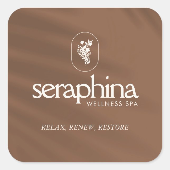 Earthy Elegance Logo Beauty, Wellness, Spa Rust Square Sticker (Front)