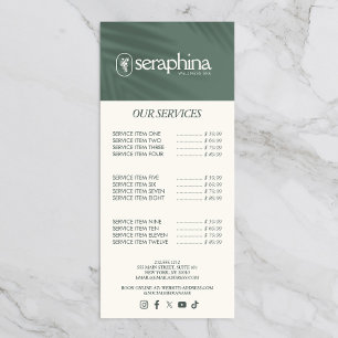Earthy Elegance Logo Beauty, Wellness, Spa Sage Rack Card