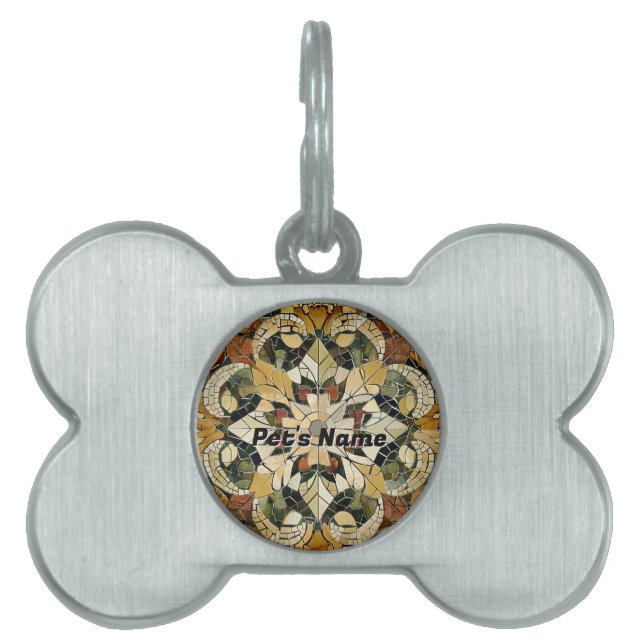 Earthy Elegance Mosaic Framed  Pet ID Tag (Front)