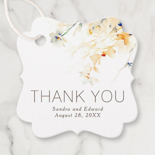 Earthy Elegant Flowers Thank You Wedding Favor Tags