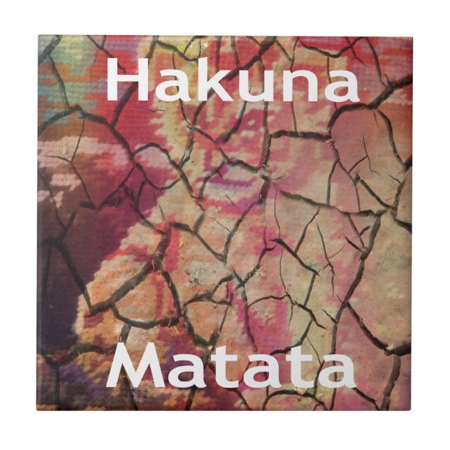 Earthy Elegant Lion: Hakuna Matata Textured Design Ceramic Tile (Front)