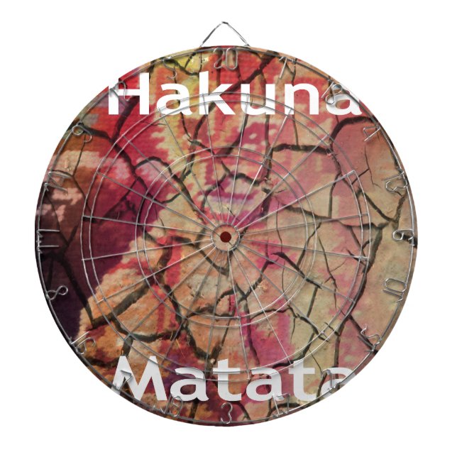 Earthy Elegant Lion: Hakuna Matata Textured Design Dartboard With Darts (Front)
