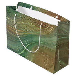 Earthy Emerald Strata Green and Golden Ink Agate Large Gift Bag