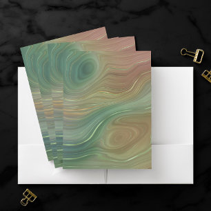 Earthy Emerald Strata Green and Golden Ink Agate Pocket Folder