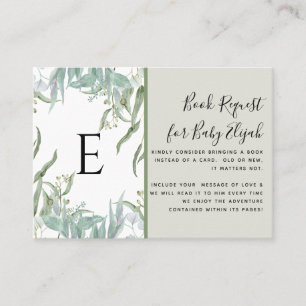 Earthy Eucalyptus Woodsy Foliage Baby Shower Books Business Card