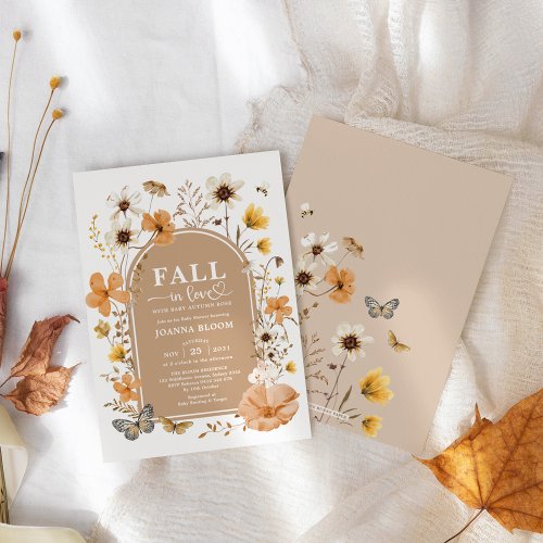 Earthy Fall Wildflower Baby Shower Invitation