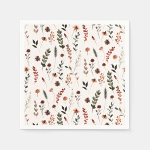 Earthy Fall Wildflower Pattern Napkins