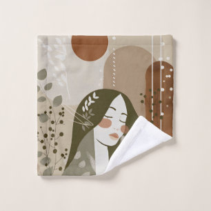 Earthy Feminine Brown Green Wash Cloth